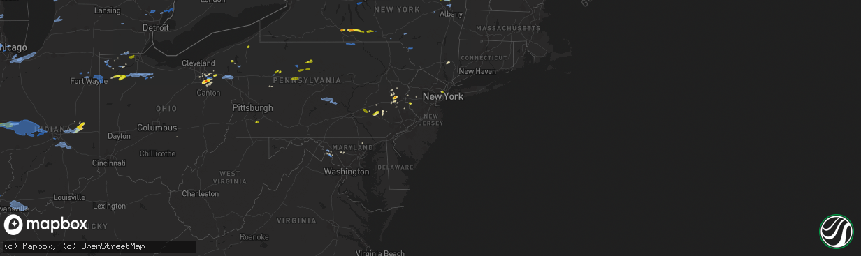 Hail map in New Jersey on August 18, 2019