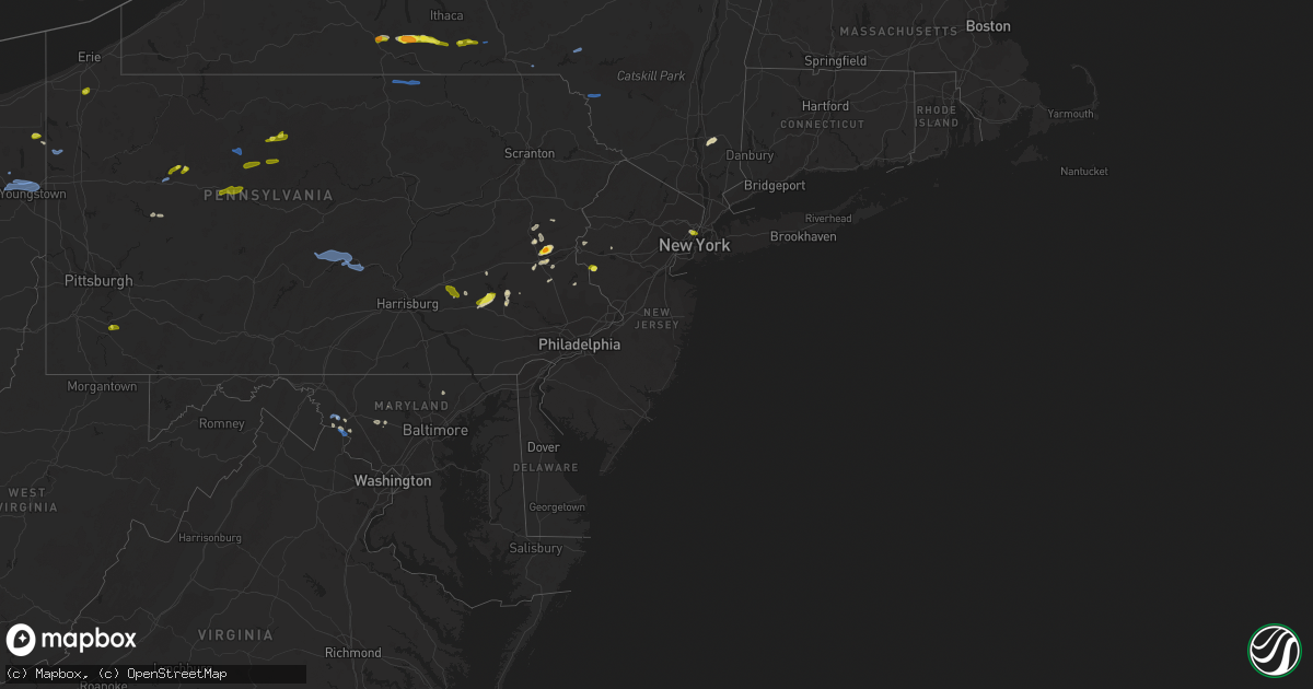 Hail map in New Jersey on August 18, 2019
