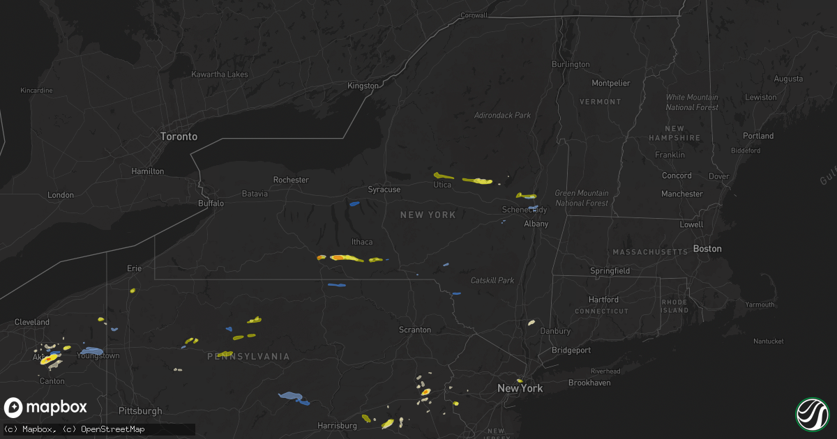 Hail map in New York on August 18, 2019