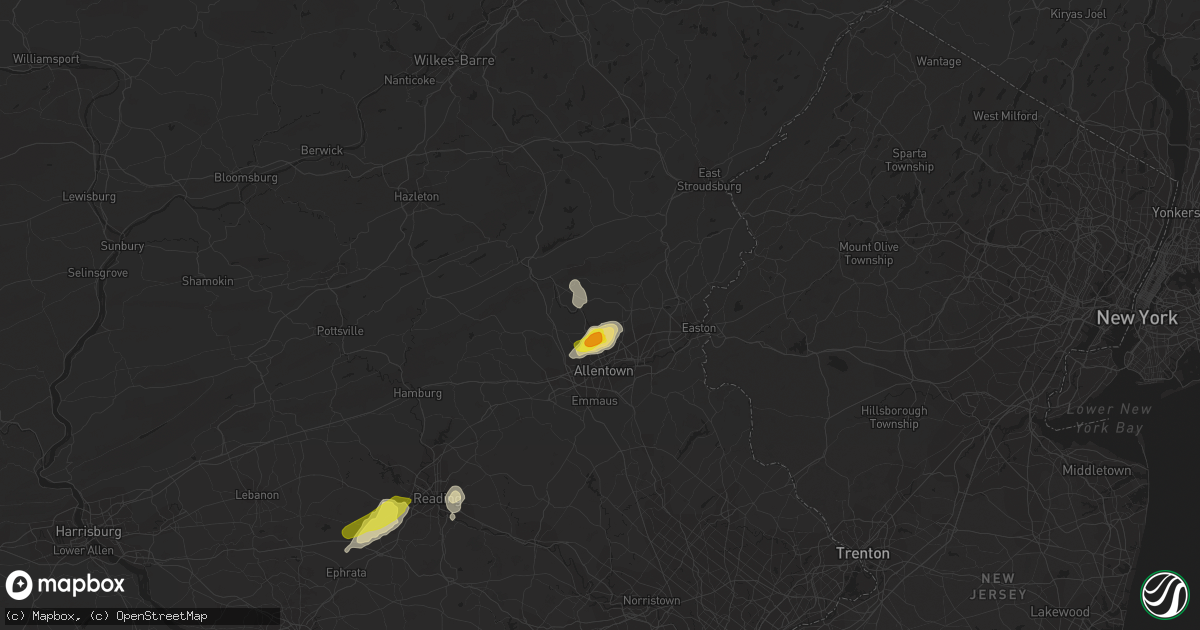 Hail map in Northampton, PA on August 18, 2019