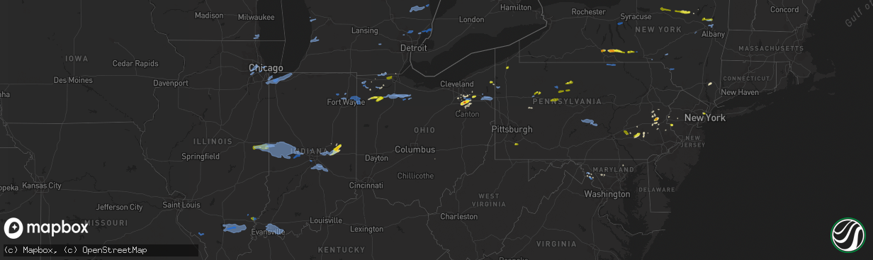 Hail map in Ohio on August 18, 2019