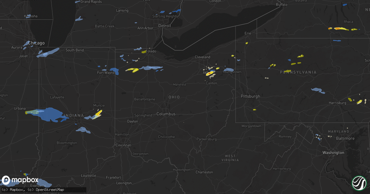 Hail map in Ohio on August 18, 2019