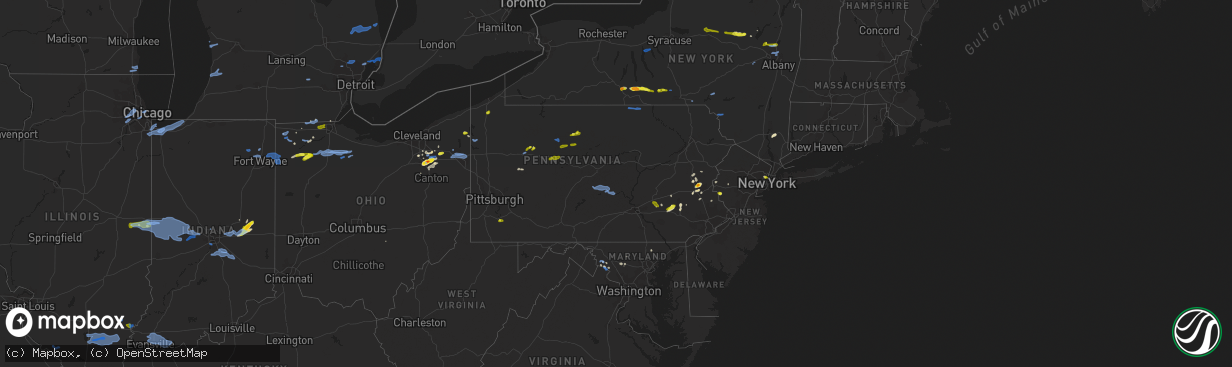 Hail map in Pennsylvania on August 18, 2019