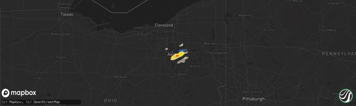 Hail map in Tallmadge, OH on August 18, 2019