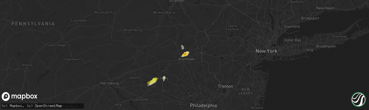 Hail map in Whitehall, PA on August 18, 2019