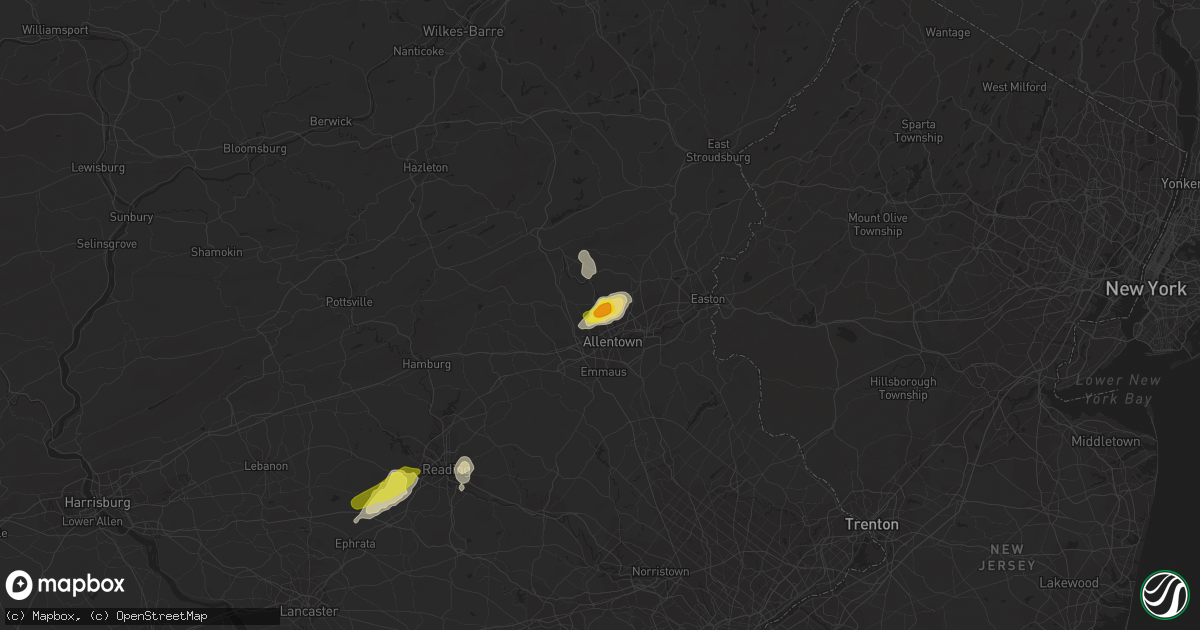 Hail map in Whitehall, PA on August 18, 2019