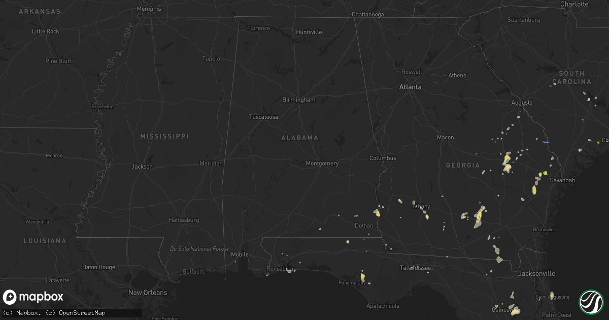 Hail map in Alabama on August 18, 2020
