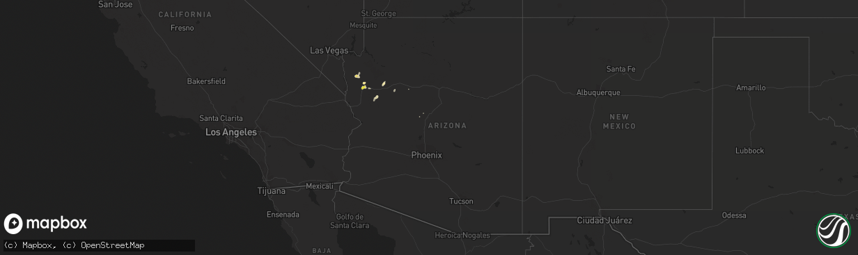 Hail map in Arizona on August 18, 2020