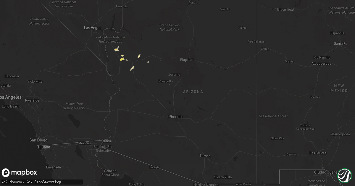 Hail map in Arizona on August 18, 2020
