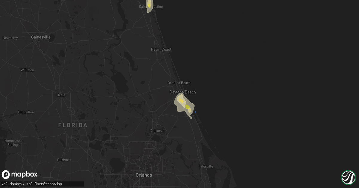 Hail map in Daytona Beach, FL on August 18, 2020
