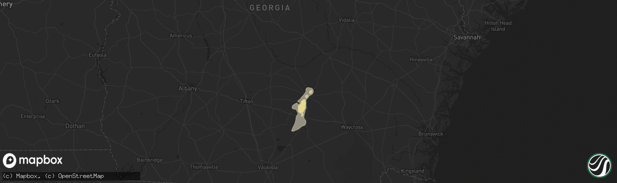 Hail map in Douglas, GA on August 18, 2020