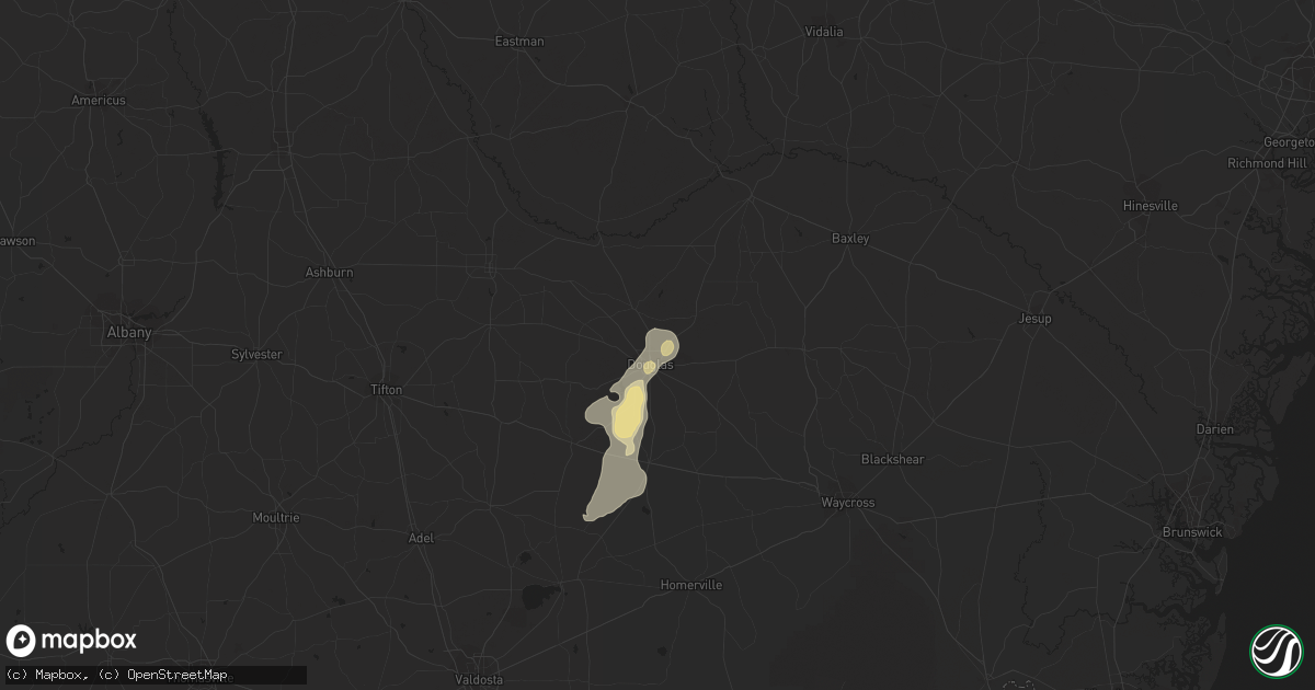 Hail map in Douglas, GA on August 18, 2020