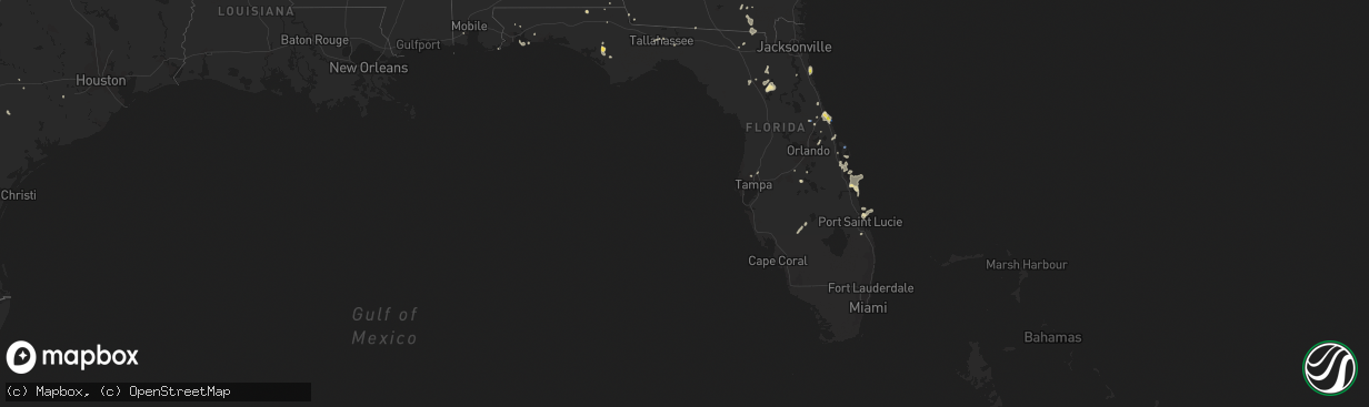 Hail map in Florida on August 18, 2020