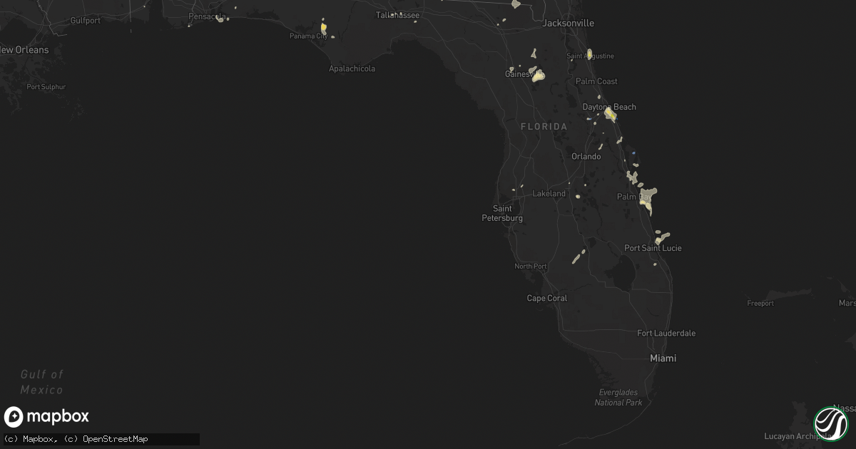 Hail map in Florida on August 18, 2020