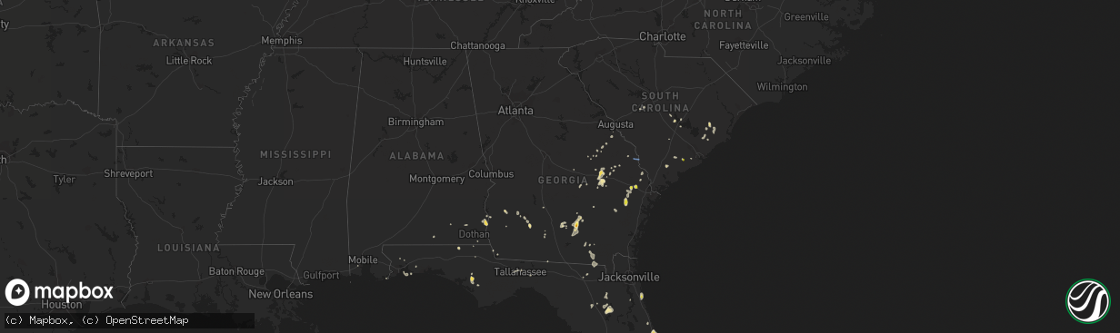 Hail map in Georgia on August 18, 2020