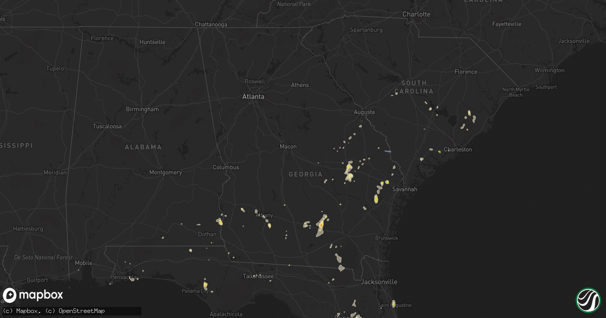 Hail map in Georgia on August 18, 2020