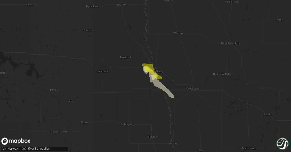 Hail map in Grand Forks, ND on August 18, 2020