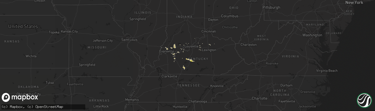 Hail map in Kentucky on August 18, 2020