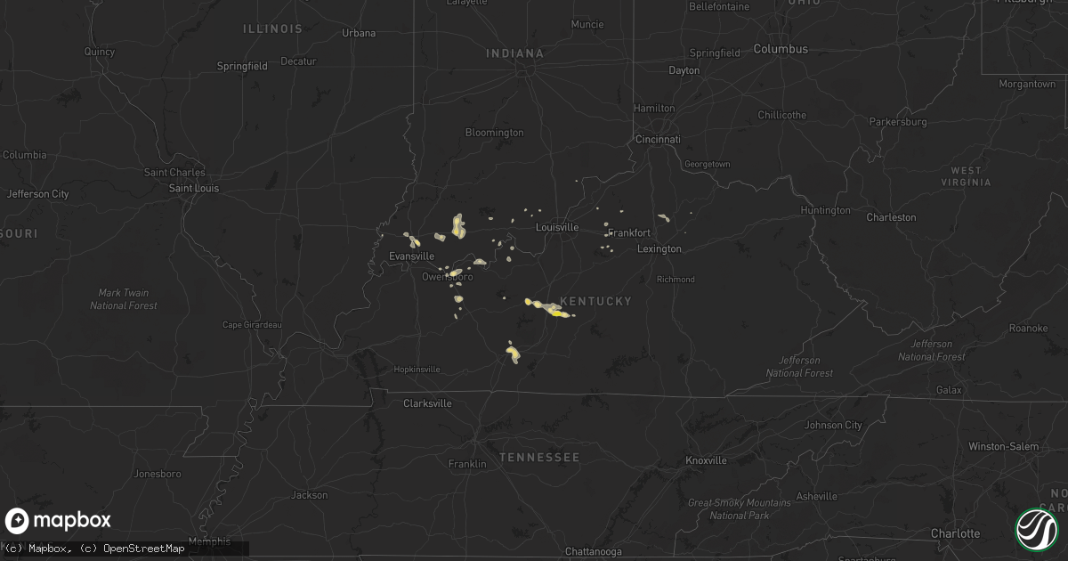 Hail map in Kentucky on August 18, 2020