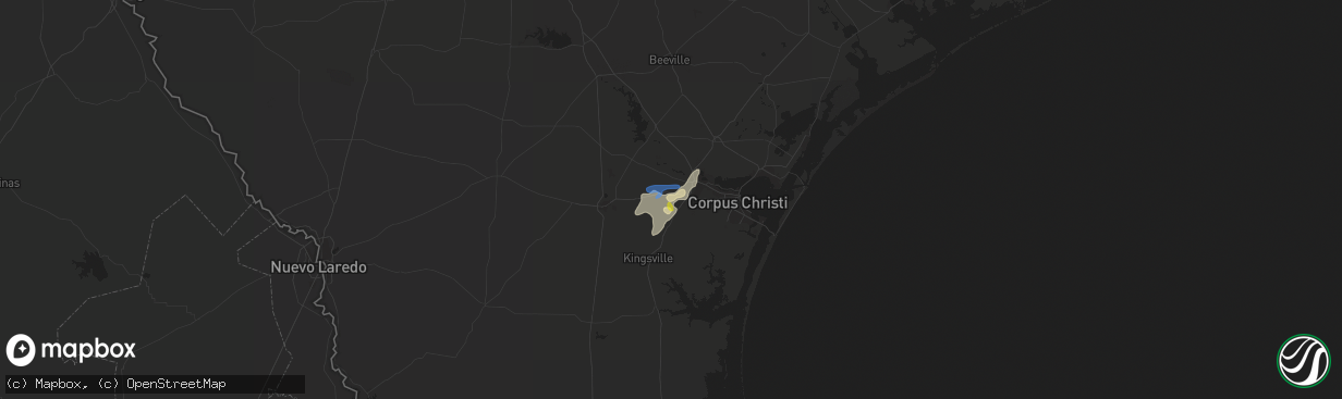 Hail map in Robstown, TX on August 18, 2020