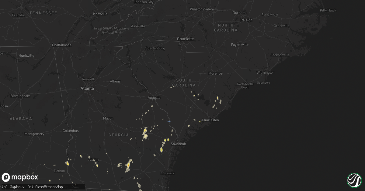 Hail map in South Carolina on August 18, 2020