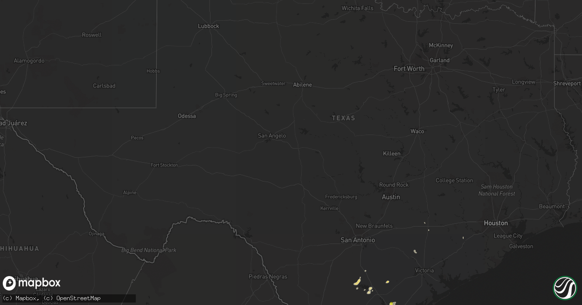 Hail map in Texas on August 18, 2020