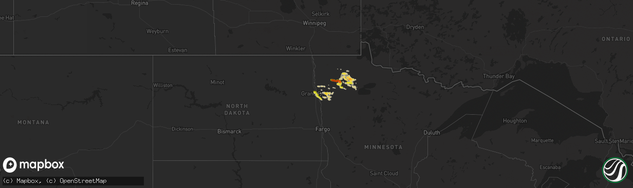 Hail map on August 18, 2020