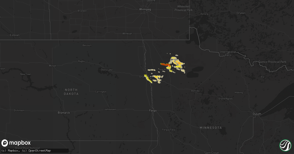 Hail map on August 18, 2020