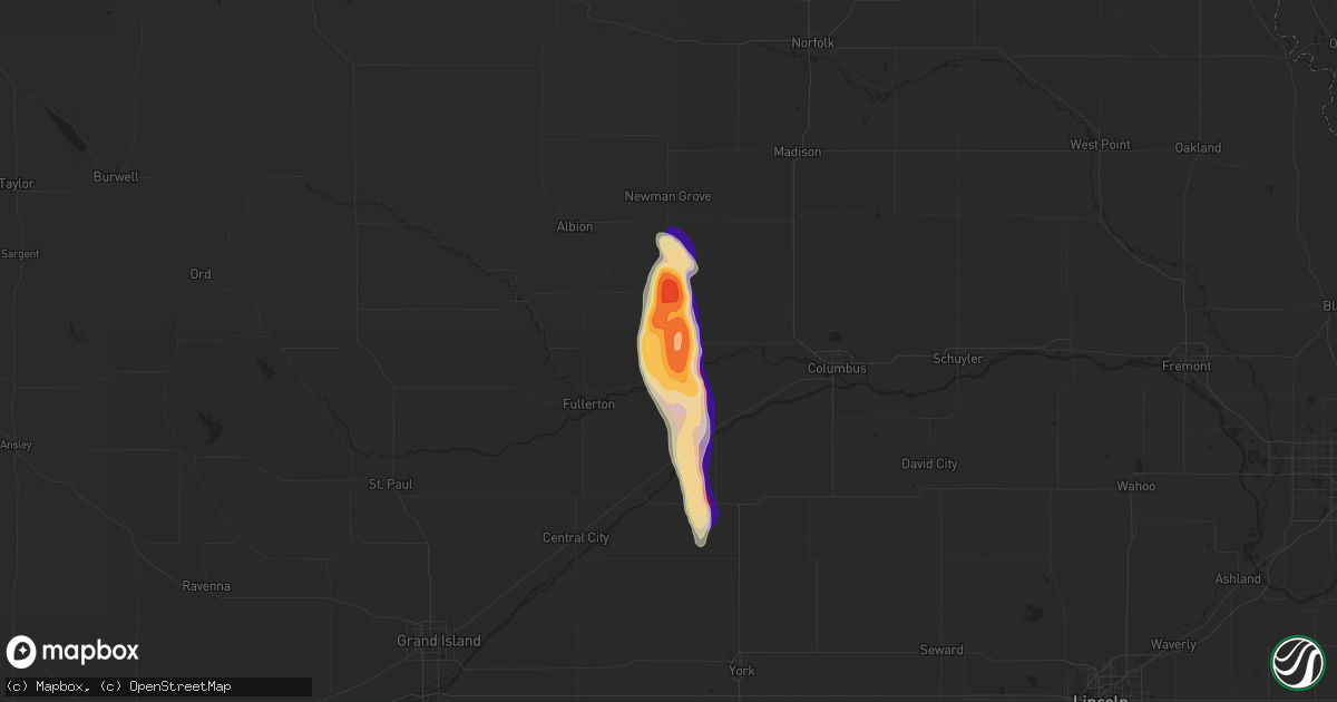 Hail map in Genoa, NE on August 18, 2022