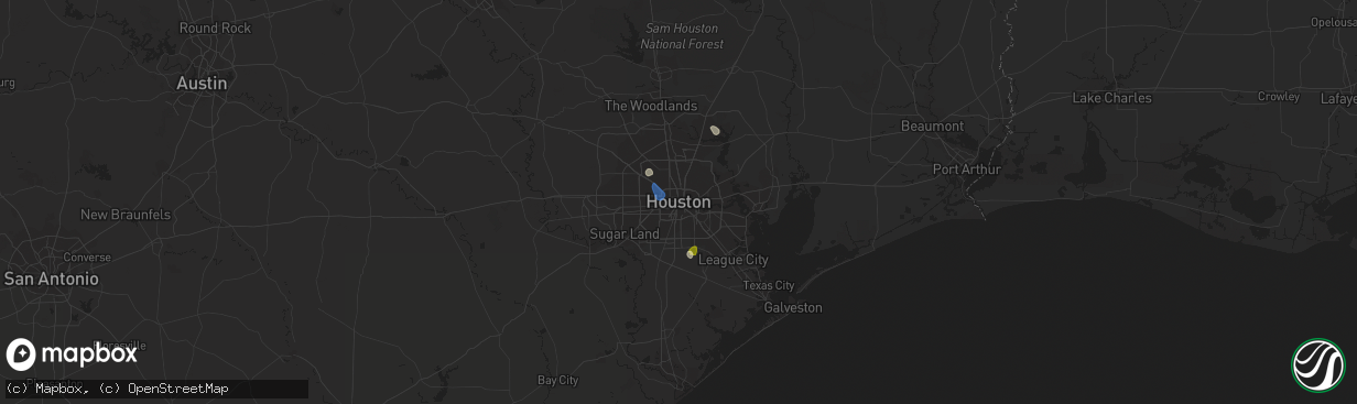 Hail map in Houston, TX on August 18, 2022