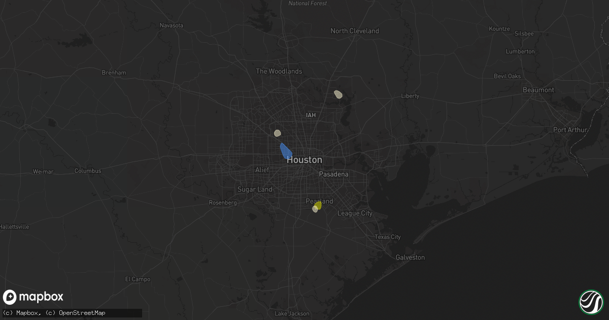 Hail map in Houston, TX on August 18, 2022