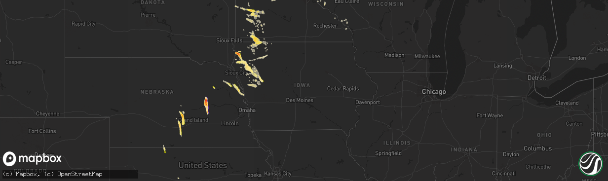 Hail map in Iowa on August 18, 2022