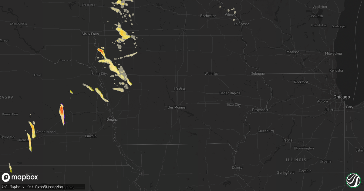 Hail map in Iowa on August 18, 2022