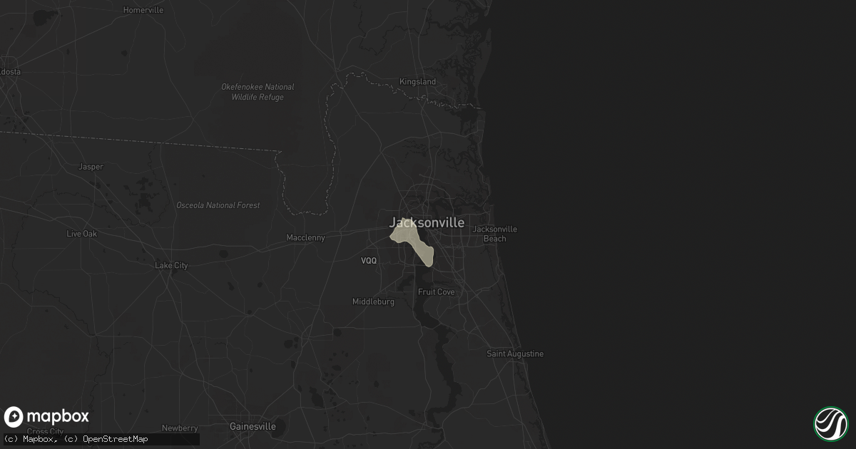 Hail map in Jacksonville, FL on August 18, 2022