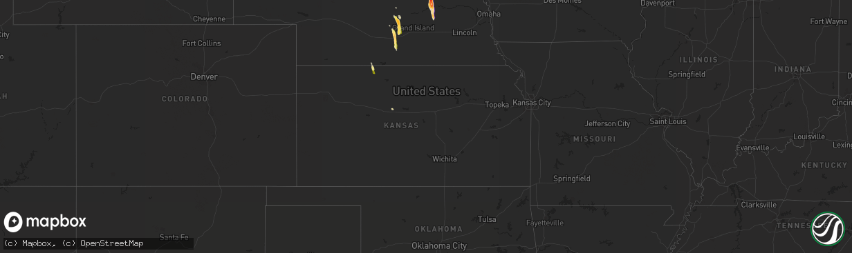 Hail map in Kansas on August 18, 2022
