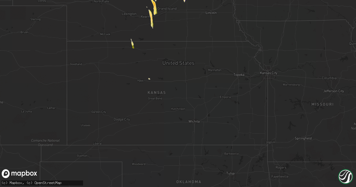Hail map in Kansas on August 18, 2022