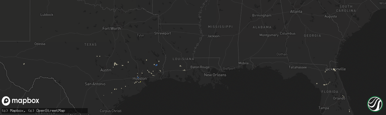 Hail map in Louisiana on August 18, 2022