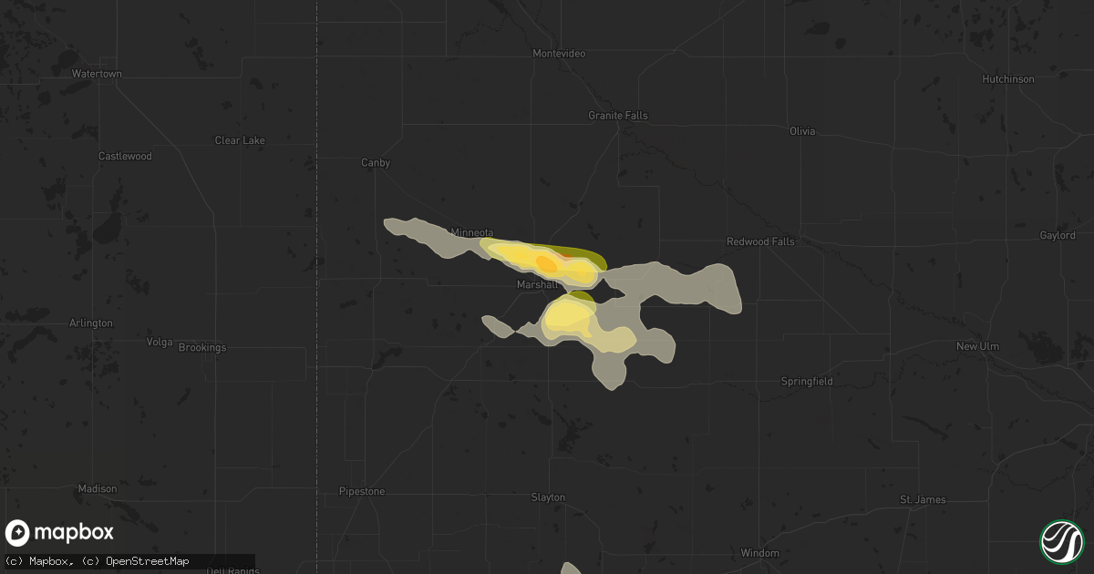 Hail map in Marshall, MN on August 18, 2022