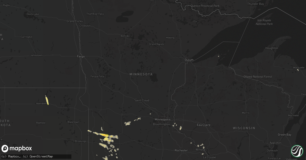 Hail map in Minnesota on August 18, 2022