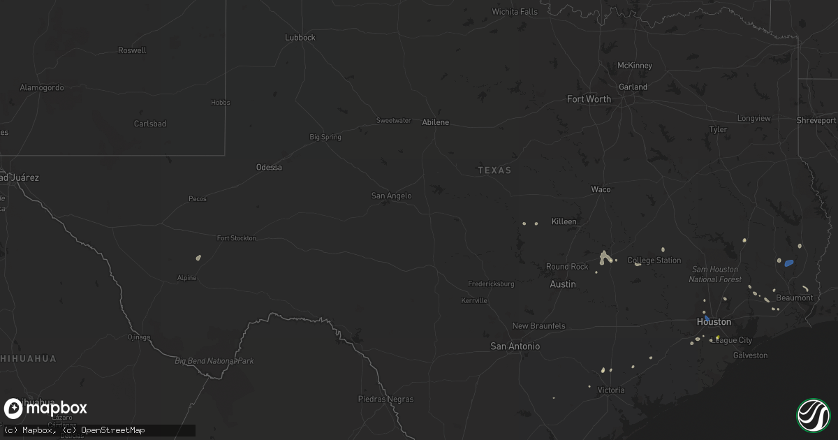 Hail map in Texas on August 18, 2022