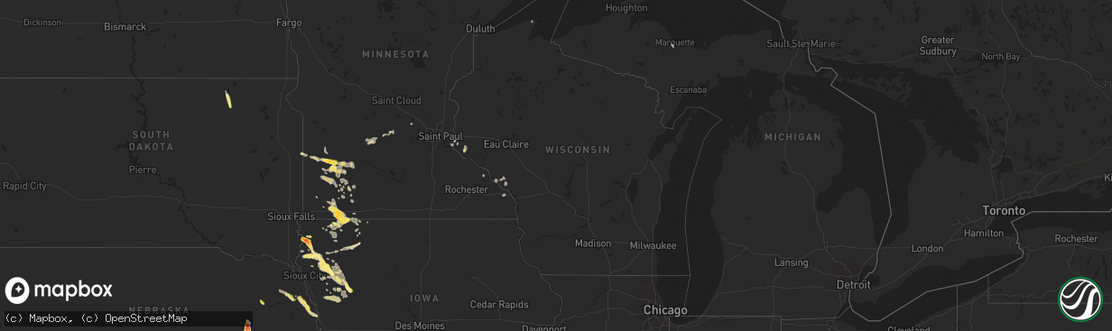 Hail map in Wisconsin on August 18, 2022