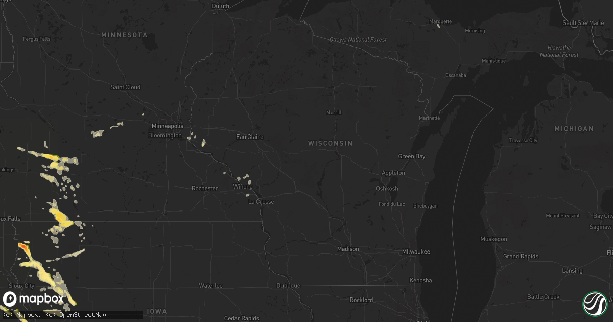 Hail map in Wisconsin on August 18, 2022