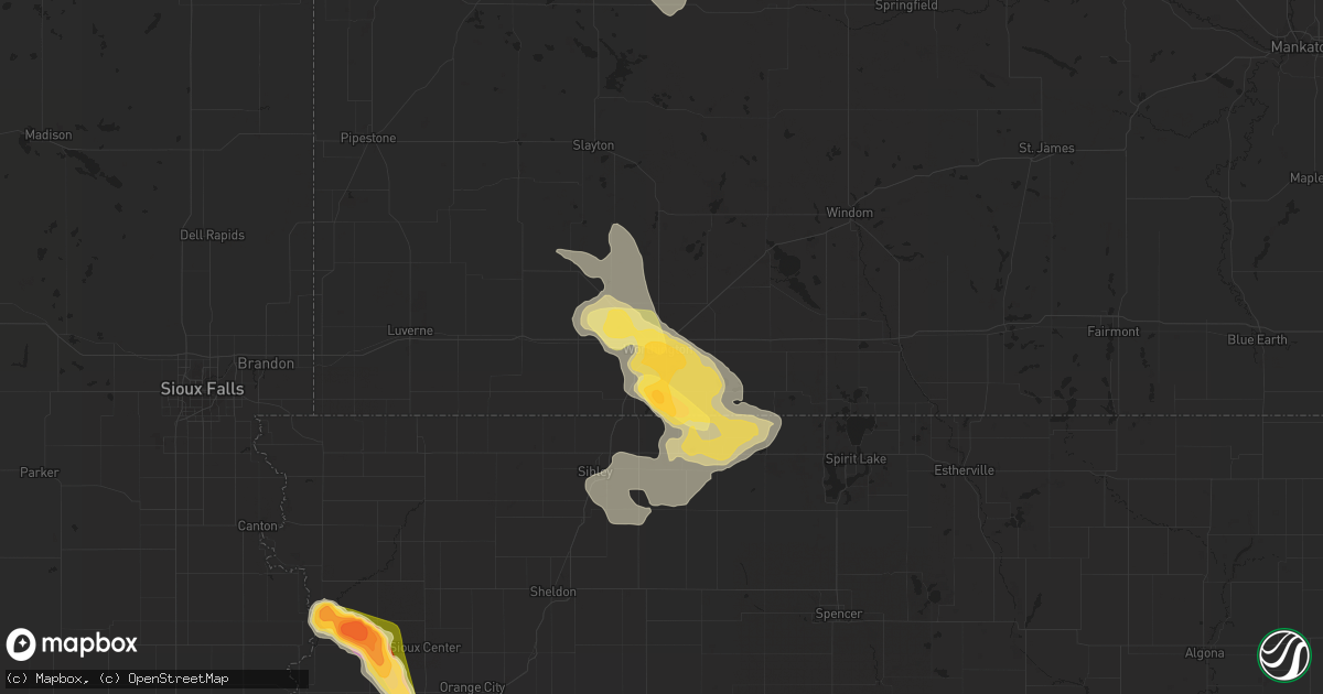 Hail map in Worthington, MN on August 18, 2022