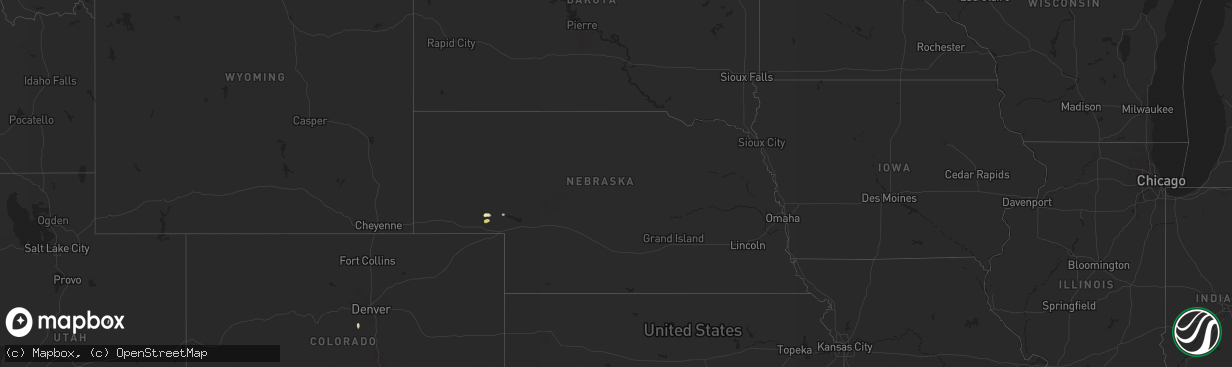 Hail map in Nebraska on August 18, 2023
