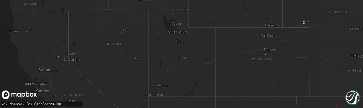 Hail map in Utah on August 18, 2023