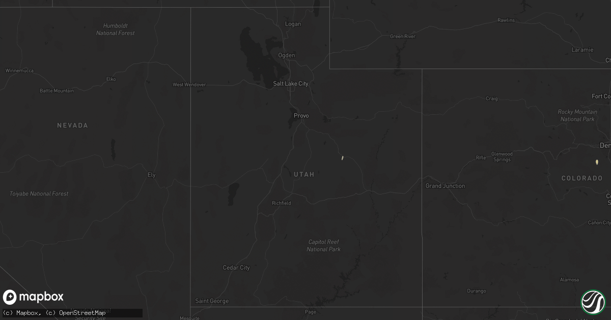 Hail map in Utah on August 18, 2023