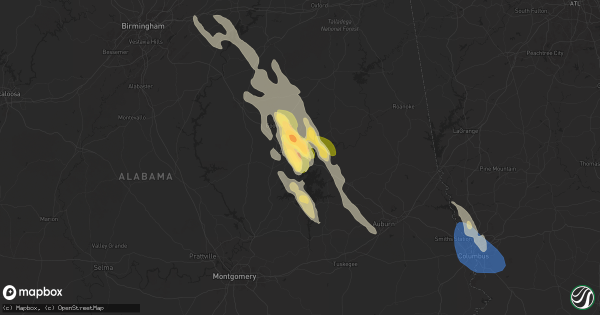 Hail map in Alexander City, AL on August 18, 2024