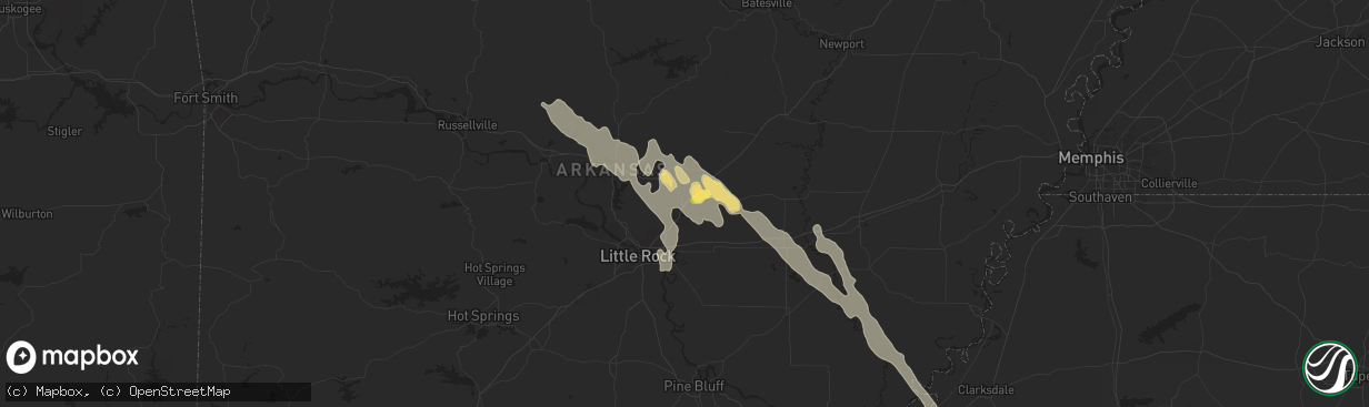 Hail map in Cabot, AR on August 18, 2024