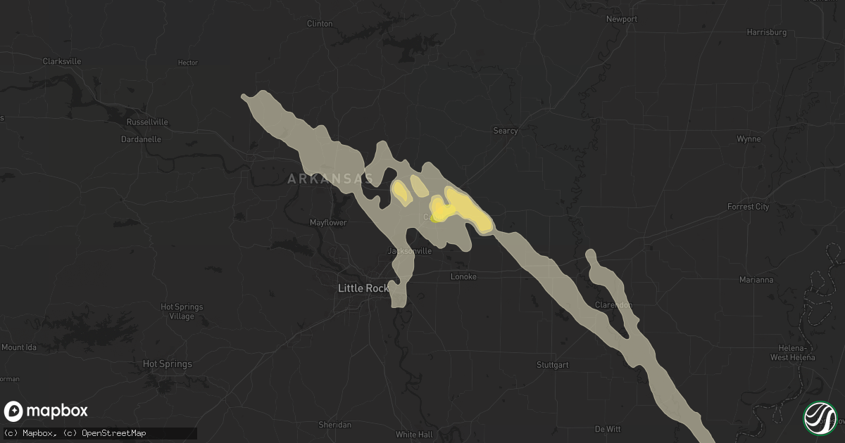 Hail map in Cabot, AR on August 18, 2024
