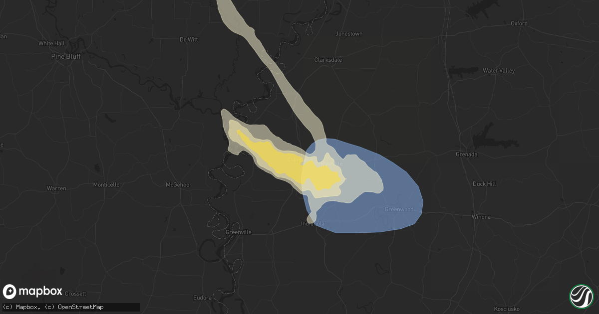 Hail map in Cleveland, MS on August 18, 2024
